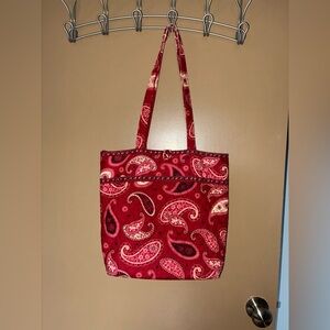 Vera Bradley Mesa Red Retired Tote Handbag Purse Quilted paisley
